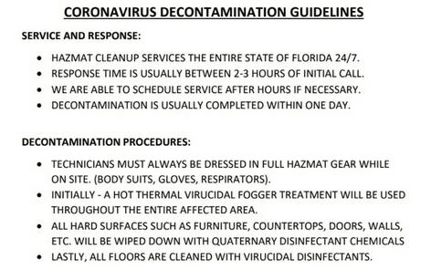 coronavirus decontamination guidelines covid19 decontamination guidelines